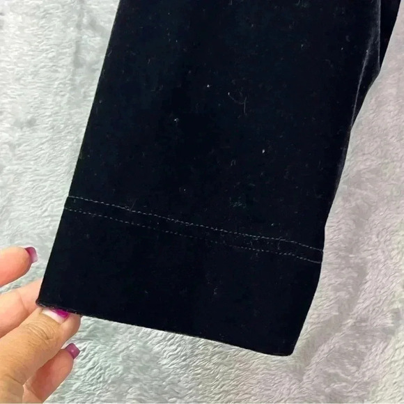 Laura‎ Scott Velvet Button Down Shirt Blouse Sz Small Black Whimsigoth - Picture 3 of 13